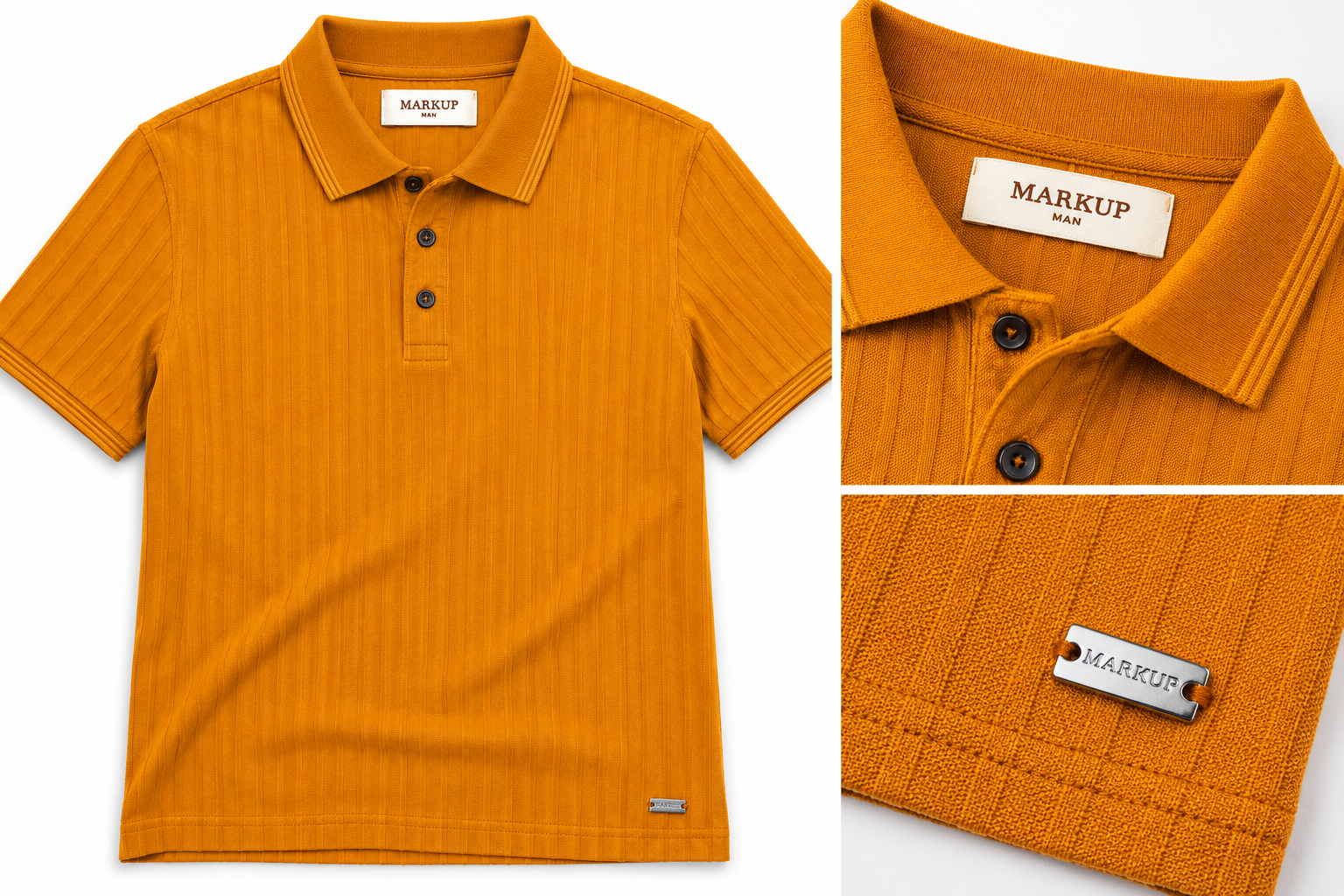 Polo Uomo Markup Tinto Capo 100% Cotone Arancio – Manica Corta