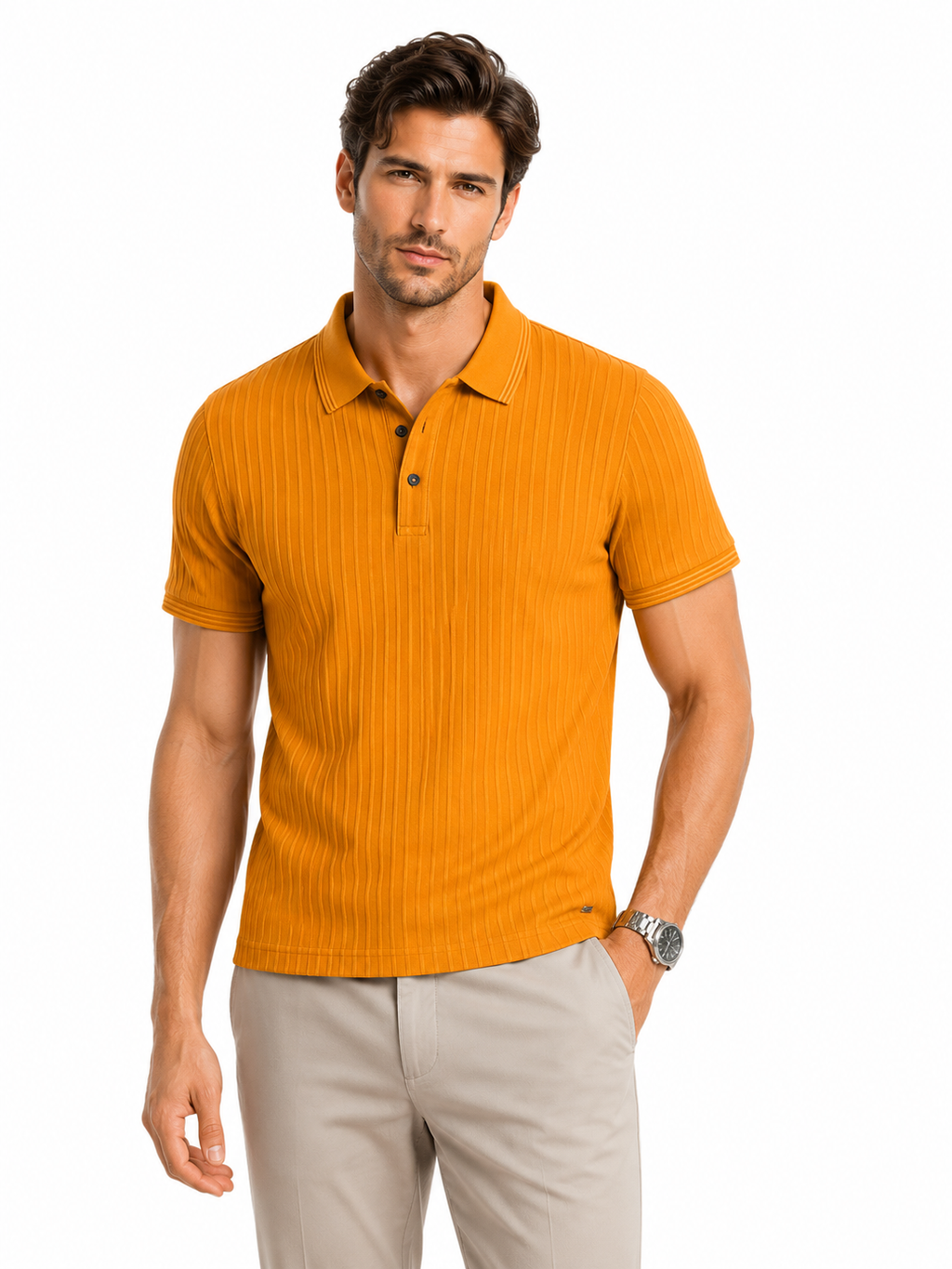 Polo Uomo Markup Tinto Capo 100% Cotone Arancio – Manica Corta
