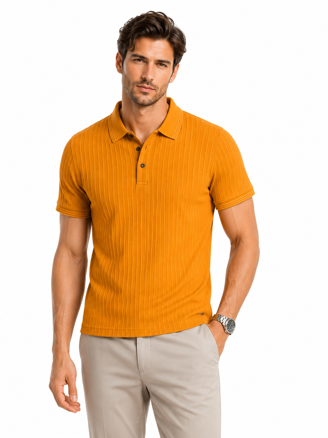 Polo Uomo Markup Tinto Capo 100% Cotone Arancio – Manica Corta