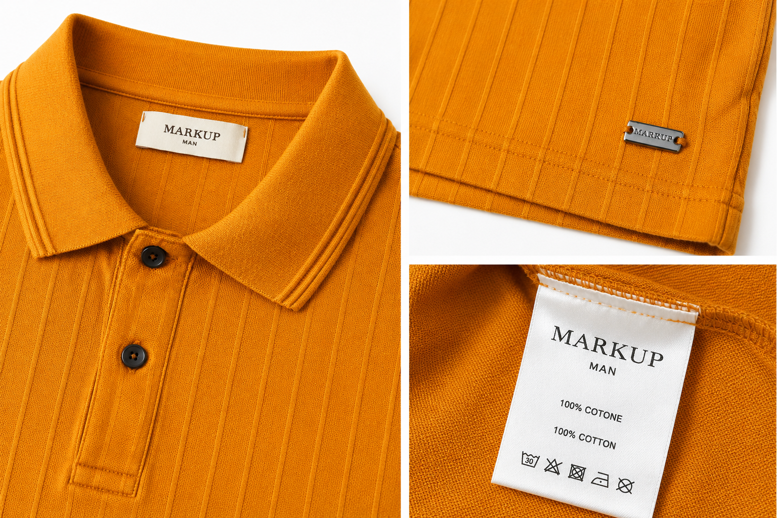 Polo Uomo Markup Tinto Capo 100% Cotone Arancio – Manica Corta