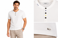 -shirt Uomo Markup in Jersey 100% Cotone Bianca – Collo Serafino a 3 Bottoni